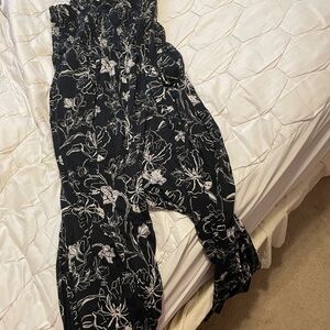 Floral Black and White Women's Jumpsuit